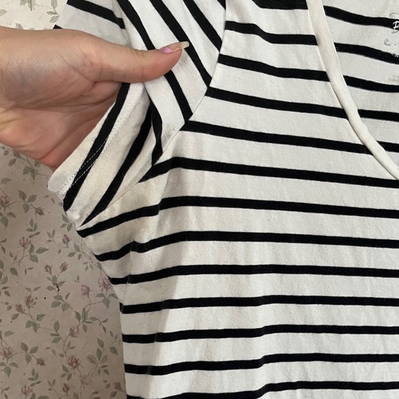 BumpStart Black and White Striped Short Sleeve Maternity Tee - Picture 7 of 10